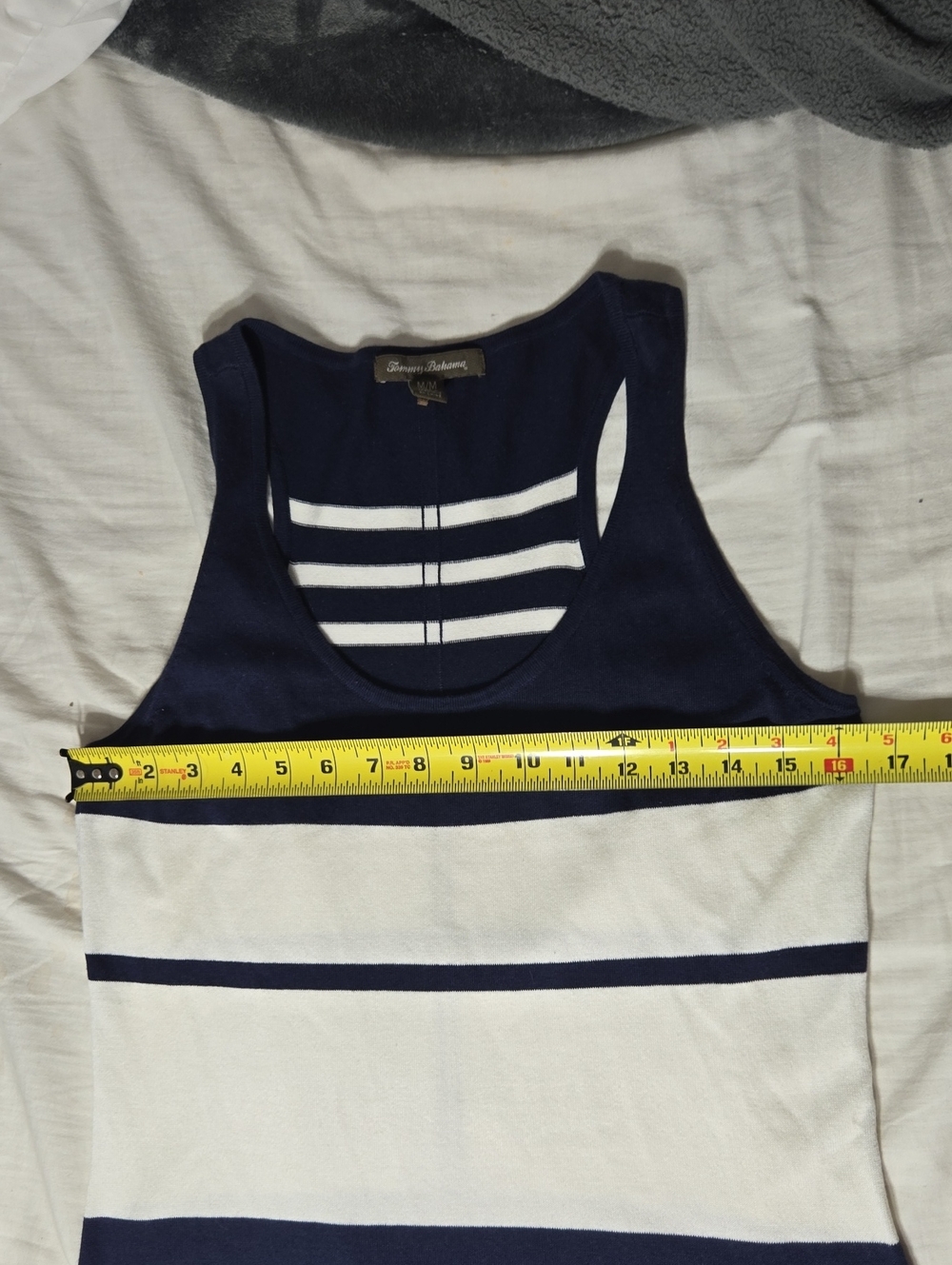 Tommy Bahama Navy And White Striped Knit Maxi Dress Sz M - Picture 10 of 11
